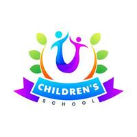 colorful children school icon logo design vector