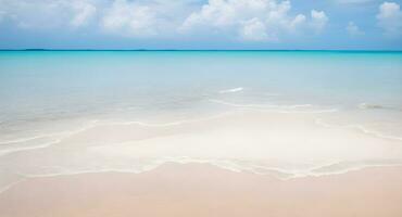 blanco arena playa y claro mar. ai generativo foto