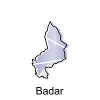 map City of Badar vector design template, national borders and important cities illustration