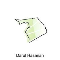 map City of Darul Hasanah vector design template, national borders and important cities illustration