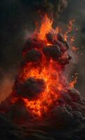 a volcano is erupting with smoke and fire. Generative AI photo