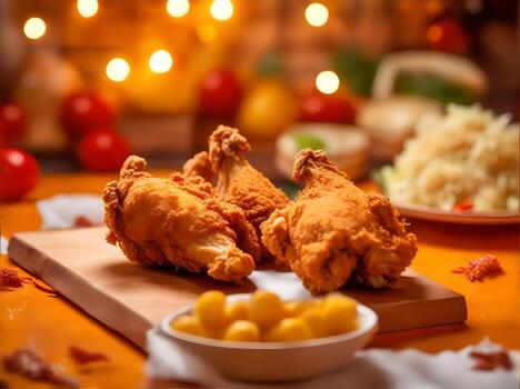 Appetizing a fried chicken food art. ai generative photo