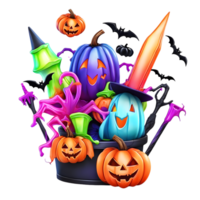 Happy Halloween Day Clipart, Halloween Day composition, Generative AI png