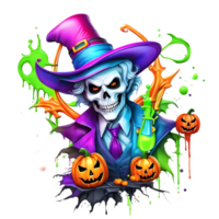 Neon- Farben glücklich Halloween Design, Halloween Clip Art, generativ ai png