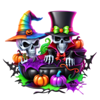 Neon- Farben glücklich Halloween Design, Halloween Clip Art, generativ ai png