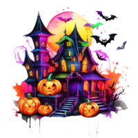 Neon- Farben glücklich Halloween Design, Halloween Clip Art, generativ ai png