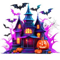 Neon- Farben glücklich Halloween Design, Halloween Clip Art, generativ ai png