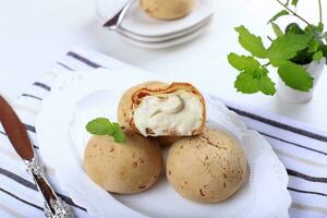 Japanese Mochi Bread with Cream Inside photo