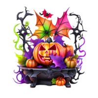 neon kleuren gelukkig halloween ontwerp, halloween clip art, generatief ai png