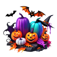 Happy Halloween Day Clipart, Halloween Day composition, Generative AI png