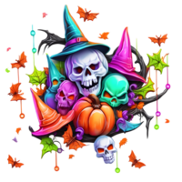 Neon- Farben glücklich Halloween Design, Halloween Clip Art, generativ ai png