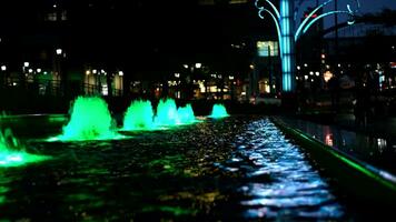 Nightscape Green Fountain Lights on Fallsview Bvld, Niagara, Loopable video