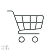 compras carro línea icono. carretilla o compras bolso en tienda de comestibles mercado, supermercado añadir compra articulo logo en en línea compras símbolo. editable carrera vector ilustración diseño en blanco antecedentes. eps 10