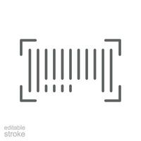 Barcode line icon. Realistic Black bar code verifying Sign shopping. Barcode Scanner digital Laser strip mark for scan product Editable stroke vector illustration design on white background EPS 10