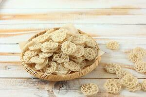 Kerupuk Kembang Mawar Mentah or Raw Rose Crackers photo