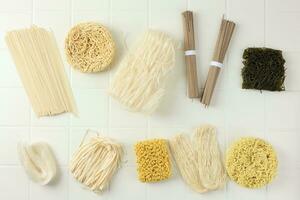 Top View Various Dried Asian Noodle photo