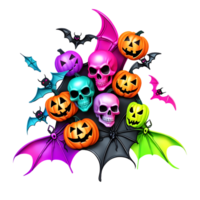 neon färger Lycklig halloween design, halloween ClipArt, generativ ai png