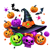 Neon Colors Happy Halloween Design, Halloween Clipart, Generative AI png