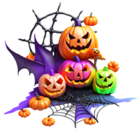 Neon Colors Happy Halloween Design, Halloween Clipart, Generative AI png