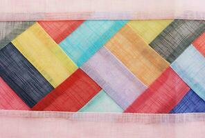 Korean Traditional Patchwork Background of Ramie Fabric. photo