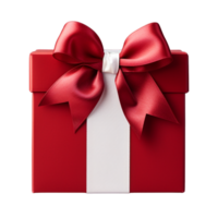 Red gift box with white ribbon and bow Ai Generative png