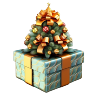 regalo caja y árbol ai generativo png