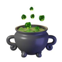 Halloween cauldron with green liquid and bubbles png