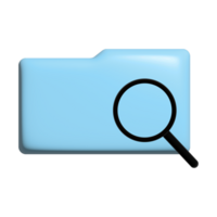 3d illustration of Folder with search icon, magnifying glass png