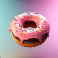 3D rendering of donuts with icing and sprinkles photo