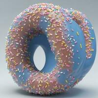 3D rendering of donuts with icing and sprinkles photo