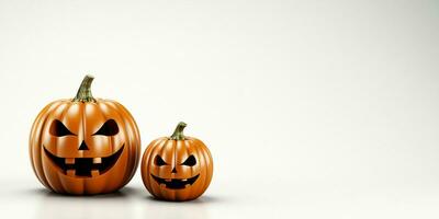 Halloween pumpkins on a white background. 3d rendering ,AI Generative photo