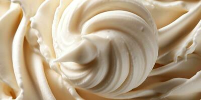 Generative AI, vanilla ice cream surface, close up texture of white ice cream like background. photo