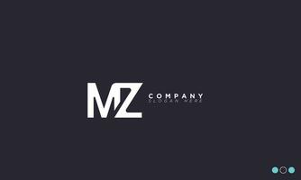 mz alfabeto letras iniciales monograma logo zm, metro y z vector