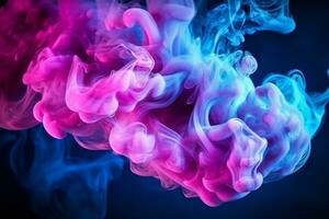 Colorful pink and blue smoke on black background. Abstract background , AI Generative photo