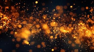 abstract fire background with sparks and golden bokeh. 3d rendering , AI Generative photo