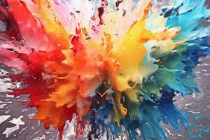 Abstract watercolor background. Colorful paint splashes on black background , photo