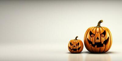 Halloween pumpkins on a white background. 3d rendering ,AI Generative photo