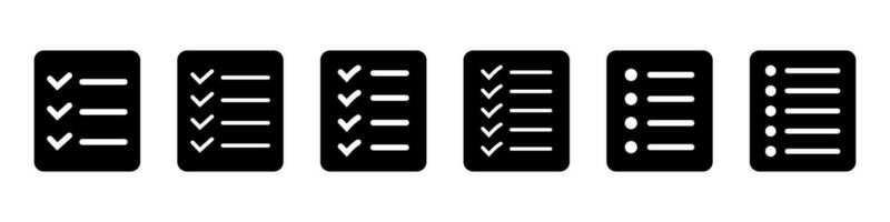 List icon, Site menu symbol, Checklist icon solid style, glyph flat icon. Vector design element.