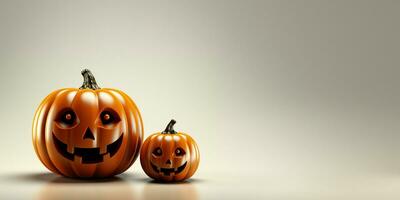 Halloween pumpkins on a white background. 3d rendering ,AI Generative photo