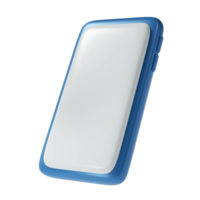 3d rendre bleu téléphone icône maquette avec blanc écran sur transparent Contexte illustration. mignonne élément pour cadeau, anniversaire ou bannière png