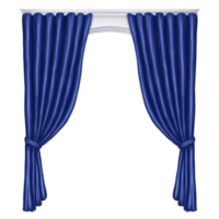 båge av blå gardiner tillverkad av satin, silke, tyg. digital illustration. dekorativ element för fönster och dörrar i de interiör av en hus, dansa hall, teater. png