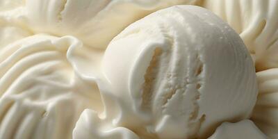 Generative AI, vanilla ice cream surface, close up texture of white ice cream like background. photo