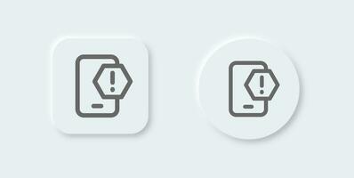 Alert line icon in neomorphic design style. Attention signs vector illustration