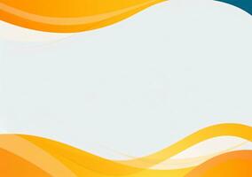 An Abstract Blue and Orange Presentation Background with Curved Lines Decorative Borders and Empty Space photo