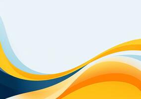 An Abstract Blue and Orange Presentation Background with Curved Lines Decorative Borders and Empty Space photo