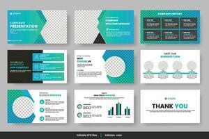 Vector  business presentation slides template green color design minimalist business layout template design