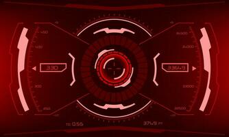 HUD sci-fi interface screen view red geometric design virtual reality futuristic technology creative display vector