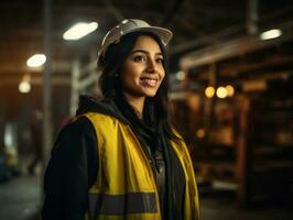 photo shot of a natural woman working as a construction worker AI Generative