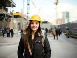 foto Disparo de un natural mujer trabajando como un construcción trabajador ai generativo