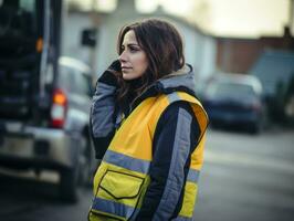 photo shot of a natural woman working as a construction worker AI Generative